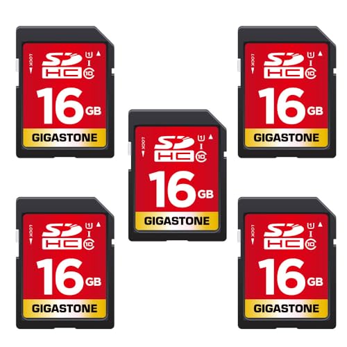Gigastone SDカード 16GB 5枚セット SDHC メモリーカード 高速 フルHD ビデオ SD card デジタルカメラ Full HD UHS-I U1 Class 10 ミニケ
