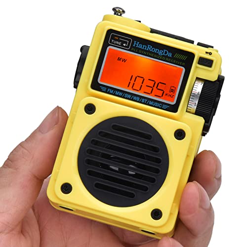 HanRongDa Bluetoothスピーカー 小型BCLラジオ MicroSDカード対応 FM/AM/短波/ワイドFM対応 充電式 MP3レトロプレーヤー タイマー デジタ