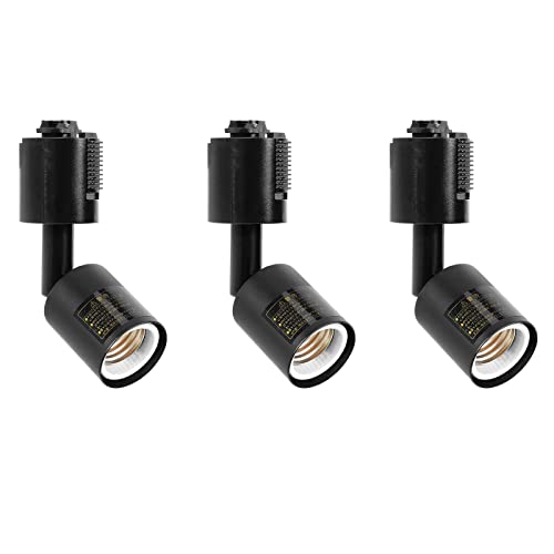 Pispoer ダクトレール用ライト、E26口金、電球なし、ライティングレール 照明、配線ダクトレール用器具、照射角度調節可能、黒い、3個セ
