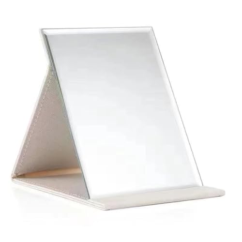 SUZIYER 折りたたみ式 鏡 卓上 ミラー スタンド 角度調整 大きい鏡面 コンパクト 収納可能 化粧鏡 メイク Lサイズ 15x21cm (白)