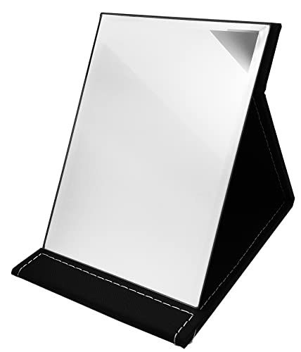 富士スカイ 鏡 卓上 手鏡 折りたたみ カバー材質に自信アリ！ Sサイズ(17.0 × 12.7cm) ブラック