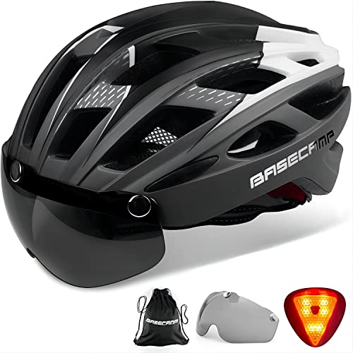 Basecamp(ベースキャンプ) 自転車用ヘルメット サイクリングヘルメット バイクヘルメット リアライト 取り外し可能な磁気ゴーグル ポータ
