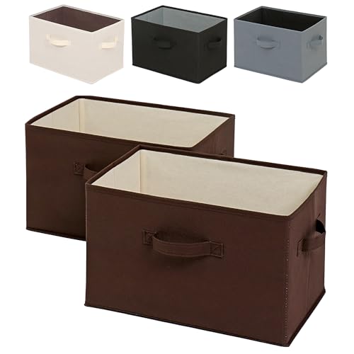 アストロ 収納ボックス 不織布製 2個セット カラーボックスにぴったり ブラウン×ベージュ 容量20L 衣類収納 おもちゃ収納 リビング収納