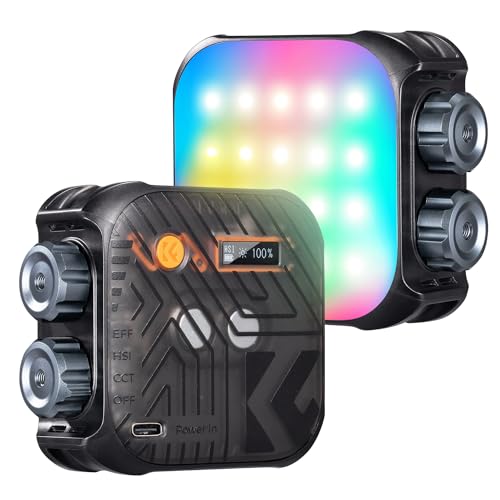 K & F Concept ビデオライト 小型 照明 撮影用ライト 補助照明 カメラライト ledカメラビデオライト フルカラーライト ミニビデオライト RG