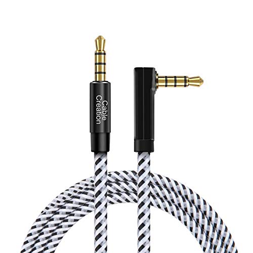 オーディオケーブル,CableCreation 3.5mm TRRS AUX ケーブル 片側L型 4極 音声ケーブル (マイクロフォン対応)ヘッドフォン/iPod/iPhone/i